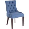 CLP Poltrona Da Pranzo Aberdeen Stile Chesterfield I Sedia Soggiorno Tavolo Moderna In Tessuto Imbottita Alto Schienale I Legno Di Caucciù, Colore:blu, Colore del telaio:antico
