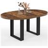 IDMarket - Tavolo da pranzo rotondo allungabile PHOENIX 4-6 persone in legno scuro effetto invecchiato e nero 110-150 cm