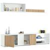 Miroytengo Mobile per soggiorno sala da pranzo per TV Ecco stile moderno, colore bianco Artik e rovere Natur 180 cm