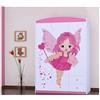 BDW - Armadio con Cassetti - 128cm di Larghezza, 190cm di Altezza - Armadio da Corridoio a 3 Ante, con Appendiabiti e Ripiani - per Camera da Letto, dei Bambini - Rosa 3