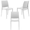 REDÒKASA Set 3 sedie in polipropilene MOON impilabile resistente ai raggi UV design moderno ideale per sala da pranzo, cucina, giardino, bar (Bianco, 3)