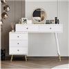 Wyibwy Postazione trucco (senza sgabello), set da trucco con illuminazione a LED e specchio, dotato di cassettiera laterale regolabile e design estensibile, 100x40x78,5 cm, bianco