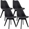 CLP Set 4 sedie da pranzo Linares imbottite con schienale e struttura in faggio sedie cucina con protezioni per il pavimento Colore:nero/nero;Materiale:Plastica