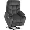 MCombo M Poltrona TV con aiuto per alzarsi elettrico, poltrona con aiuto per alzarsi, poltrona TV con funzione reclinabile fino a 140°, con USB 7286 (Tessuto, Grigio scuro)