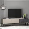 Homidea Modena Mobile basso per TV 180 cm con ante e spazio di archiviazione, tavolo TV, mobile TV in stile scandinavo per soggiorno (Beige - Antracite)