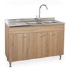 Yellowshop - Mobile cucina sottolavello a 3 ante cm 120 effetto legno rovere well componibile con lavello inox e scolapiatti Basic (Sottolavello con lavello piano Sx)