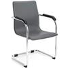 sal mar Poltrona Ufficio Sedia Attesa Slitta Acciaio Cromato Eco Pelle MOD. Stand Grigia