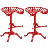 CLP Set 2 Sgabelli Bar Butch In Ghisa Design Industrial I Coppia Sgabelli Bancone Urban In Metallo Regolabili | Colore rosso
