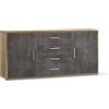 Sarmog Mobile 2 ante 4 cassetti, Mobile soggiorno, Madia soggiorno moderna, 2 Ante e 4 cassetti, 2 ripiani regolabili, Design moderno, Made in Italy, Kit 84x174x41 (Noce stelvio/Ossido nero)