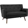 CLP Divano 2 posti Kioni in Velluto a Coste, Comodo per Soggiorno, Imbottitura Confortevole, Portata Fino a 240 kg, Gambe in Legno di caucciù, Colore:Nero