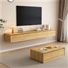 LVRUIEDS Mobile TV sospeso - Console multimediale a parete con 2 ante pieghevoli e 2 cassetti, mobile TV per centri di intrattenimento, mensola video per casa