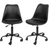 WANZHE Sedia da ufficio scandinava, sedia da ufficio design sedile imbottito con 5 ruote, sedia girevole a 360° e regolabile in altezza (2, nero)