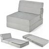 RELAX4LIFE Materasso Ospite Pieghevole 3 in 1, con Funzione Letto e Poltrona in Schiuma Spessa 15 cm, con Fodera lavabile, per Viaggi in Campeggio, 190x71x15 cm (Grigio)