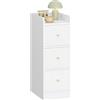 Hzuaneri Comodino, Tavolino Stretto con 3 Cassetti, comodino con protezione superiore, per spazi ristretti, per Camera da Letto, Soggiorno, 30 x 24 x 60 cm, Bianco con venature del legno NS32113X