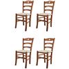 t m c s Tommychairs - Set 4 sedie modello Cuore per cucina bar e sala da pranzo, robusta struttura in Legno di faggio color ciliegio e seduta rivestita in tessuto colore avorio