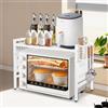 LANTUS Mensola Microonde Estensibile,Regolabile Microonde Scaffale,Acciaio Carbonio Ripiano Contatore Cucina Organizzatore Ripiani,Scaffale Salvaspazio,42-68 * 36 * 46 cm + Bianco