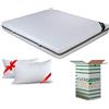 EVERGREENWEB MATERASSI & BEDS EVERGREENWEB - Materasso Matrimoniale 160x190 Alto 20 cm + 2 Cuscini in Memory Foam Gratis, Lastra in Water Foam Ortopedico, Rivestimento SFODERABILE Lavabile Effetto MASSAGGIANTE per Reti e Letti