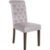 CLP Sedia Da Cucina Lisburn Design Chesterfield I Fodera Imbottita E Trapuntata In Velluto O Tessuto I Schienale Alto, Colore:grigio, Materiale:Velluto