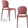 REDÒKASA Set 2 sedie in polipropilene JASMINE, impilabile, resistente ai raggi UV, design moderno, ideale per sala da pranzo, cucina, sala d'attesa, bar, ristoranti o giardino (Mattone, 2)
