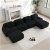 Bladez Divano Moderno a 4 Posti in Cord, Divano Angolare Modulare a Forma di U con Pouf Ottomano, Senza Montaggio, Divano Cloud Combinabile, per Soggiorno (Nero, 4 Posti+2)