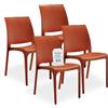 Tomaino - Sedia in Plastica Da Cucina - Set 4 Sedie Plastica Impilabili Con Braccioli Per Esterno e Interno - Sedie per Giardino, Soggiorno, Balcone o Bar - Rossa