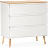 HOMN LIVING Cassettiera Desi a 3 cassetti Bianco, 80 cm (Larghezza) 40 cm (profondità) 80 cm (Altezza)