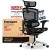 FLEXISPOT ErgoX Pro Sedia da Ufficio Ergonomica con Altezza Regolabile a 12 Livelli, Braccioli 7D, Supporto Lombare 5D, Poggiatesta 4D, Portata 250 kg e Seduta in Rete Traspirante - Nero