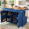 NADEUSAK Moderna isola della cucina (102 × 45 × 92 cm), armadio da cucina, buffet, carrello da pranzo con venature del legno, tavolo da pranzo multifunzionale con spazio di archiviazione (blu)