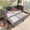 IHO SOFA Letto da giorno multifunzionale per giovani 90x190 cm, letto estraibile con porte di ricarica USB-Type-C e USB e portabevande, letto per bambini, letto imbottito, letto pieghevole letto per