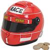 matches21 HOME & HOBBY matches21 Salvadanaio a Forma di Casco/Casco da Moto/Corsa, Rosso, salvadanaio in poliresina, 1 Pezzo 14 x 11 x 11 cm