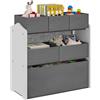 Lestarain Scaffale Portagiochi per Bambini, 6 Scatole Rimovibili e Pieghevoli, Organizer Giocattoli in MDF e TNT per Cameretta, Soggiorno, Bianco+Grigio, 63x30x60 cm