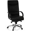 HJH Office 600953 Sedia direzionale XXL F 400 Pelle nera, sedia da ufficio con portata fino a 150 kg, imbottita