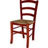 S.I.S.A. di G.&G. srl SISA srl, Sedie Da Giardino In Legno, Sedie Sala Da Pranzo, Arredamento Casa, Modello Paesana, Sedie Colorate, Colore Rosso, Seduta Paglia, 45x 37x 87 Cm, Made In Italy, MINIMO D'ORDINE 2 PEZZI