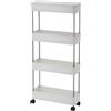 Feizikaw Scatole portaoggetti impilabili con ripiano da 15 cm, armadio a 4 strati, carrello da cucina e carrello largo 15 cm, colore bianco, con ruote (bianco, 14 8 x 40 x 86 5 cm)