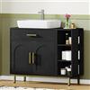 Hzuaneri Mobile Sottolavabo per Bagno, Mobiletto da Bagno, 1 Cassetto 2 Ante, Scomparto Aperto con 3 Livelli, Scomparto regolabile, 30 x 80 x 64 cm, Nero BC28804G