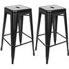 Homewell Set di 2 sgabelli da bar industriali, in ferro, 76 cm, impilabili, con poggiapiedi, in stile retrò, per sala da pranzo, balcone, bistro bar (2, nero)