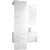 Vladon Carlton Hallway Set 2, Set per Il corridoio con 1 Pannello Appendiabiti, 1 cassettiera e 1 Specchio a Parete, Bianco Opaco/Bianco Lucido (105 x 193 x 35 cm)
