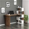 HOMIDEA Scrivania Deluxe in Noce/Bianco - Tavolo per Computer - Workstation per l'Ufficio a casa, Design Moderno