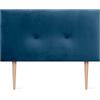 DHOME Testiera in Velluto Liscio con Bottoni e gambe di Alta Gamma Moderna Testiera Imbottita Letto di Lusso Camera da Letto Imbottita (Blu, 90cm)