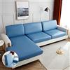 LINGKY Coprisedile per Divano con Penisola 3/4/2/1 Posti Elastico Federa per Cuscino per Divano del Sedile Universale in Ecopelle Copridivano Protezione del Cuscino Sedile (Azzurro,Grande 4 Posti)