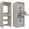 Milionmeblicom Mobile Lavatrice e Asciugatrice Colonna LUNA Salvaspazio Mensola Estraibile Ripiani Struttura Robusta Mobile Bagno Lavanderia 183,7×65×66 cm Beige Cachemire