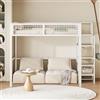 BNUZ Letto a soppalco 140x200cm con scaletta, letto per bambini con struttura in ferro e ripiano portaoggetti, armadio, bianco
