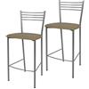 t m c s Tommychairs - Set 2 sgabelli alti modello Elena per cucina e bar, struttura in acciaio verniciata colore alluminio e seduta imbottita e rivestita in pelle artificiale colore cappuccino