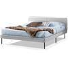 EVERGREENWEB MATERASSI & BEDS EVERGREENWEB - Letto Matrimoniale con Materasso 140x200 alto 20 cm in Memory Foam, Base Letto 12 Doghe in Legno + 2 Cuscini Fiocco Memory GRATIS, Testata Quadrata Stondata, Rivestimento Tessuto Grigio