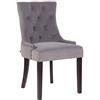 CLP Poltrona Pranzo Aberdeen Stile Chesterfield in Velluto E Legno caucciù I Sedia Soggiorno Imbottita con Alto Schienale, Colore:Grigio, Colore del Telaio:Antico