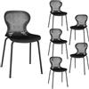 JIJIAN Set di 6 Sedie Sala da Pranzo Impilabili, Sedia da Cucina con Gambe in Metallo, Sedie da Giardino in Plastica, per Sala da Pranzo, Soggiorno, Giardino, Balcone e Terrazza, Nero