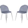 Liberoshopping Sedia poltroncina sala da pranzo o ufficio vintage in velluto con gambe in metallo SET DA 2 Pezzi (Gambe Cromo, Grigio Balena)