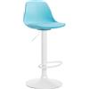CLP Sgabello Design Kiel In Polipropilene E Similpelle I Sgabello Bar Cucina Imbottito Girevole E Regolabile, Colore:blu, Colore del telaio:bianco