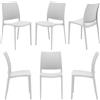 REDÒKASA Set 6 sedie in polipropilene MOON impilabile resistente ai raggi UV design moderno ideale per sala da pranzo, cucina, giardino, bar (Bianco, 6)
