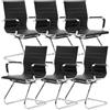 Ya-Home Set di 6 Sedia Cantilever Sedie Ufficio in Ecopelle Sedie da Reception per Sala Riunioni Sedia Visitatori con Braccioli per Ufficio, Conferenza, Sala d'attesa, Nero